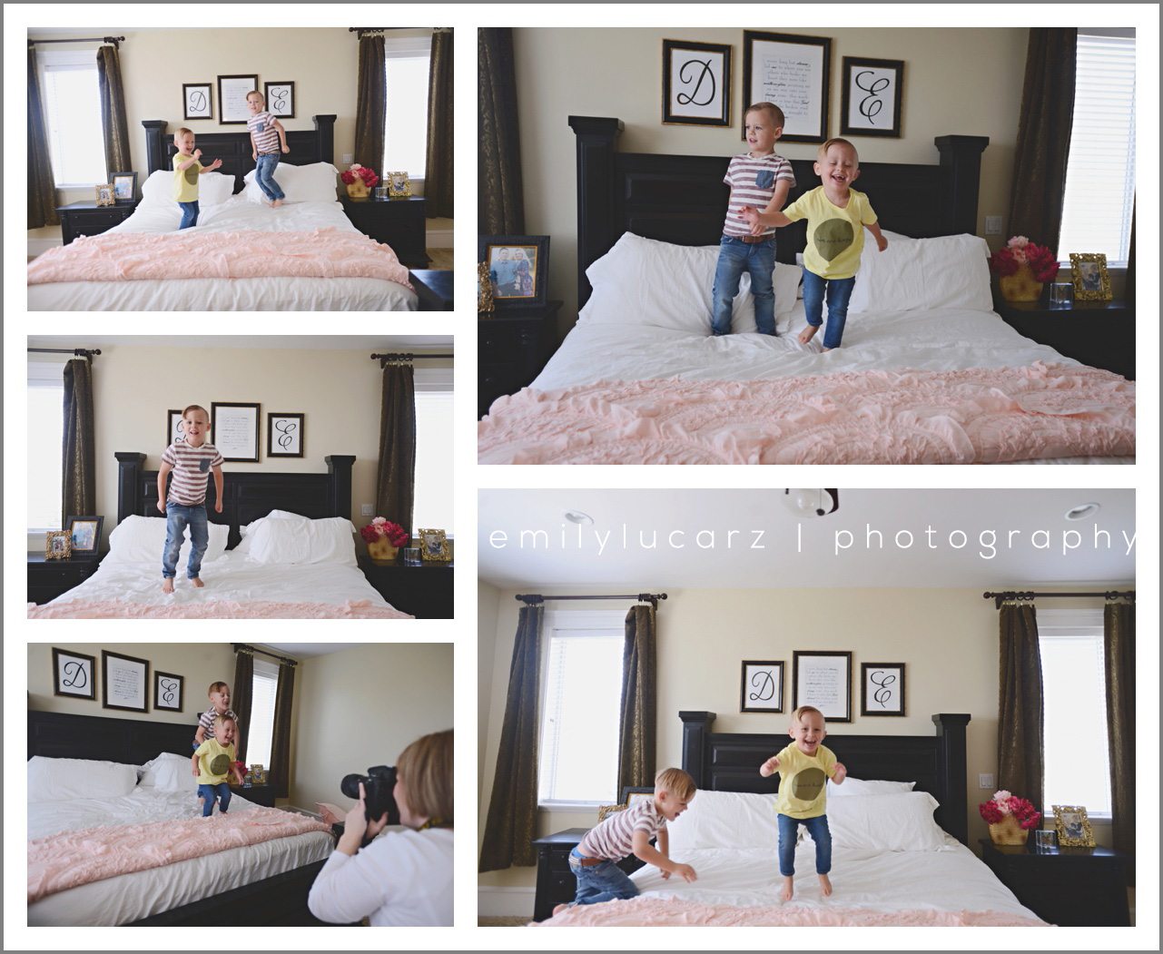 Kids jumping on the bed