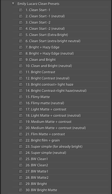 Clean Lightroom Presets