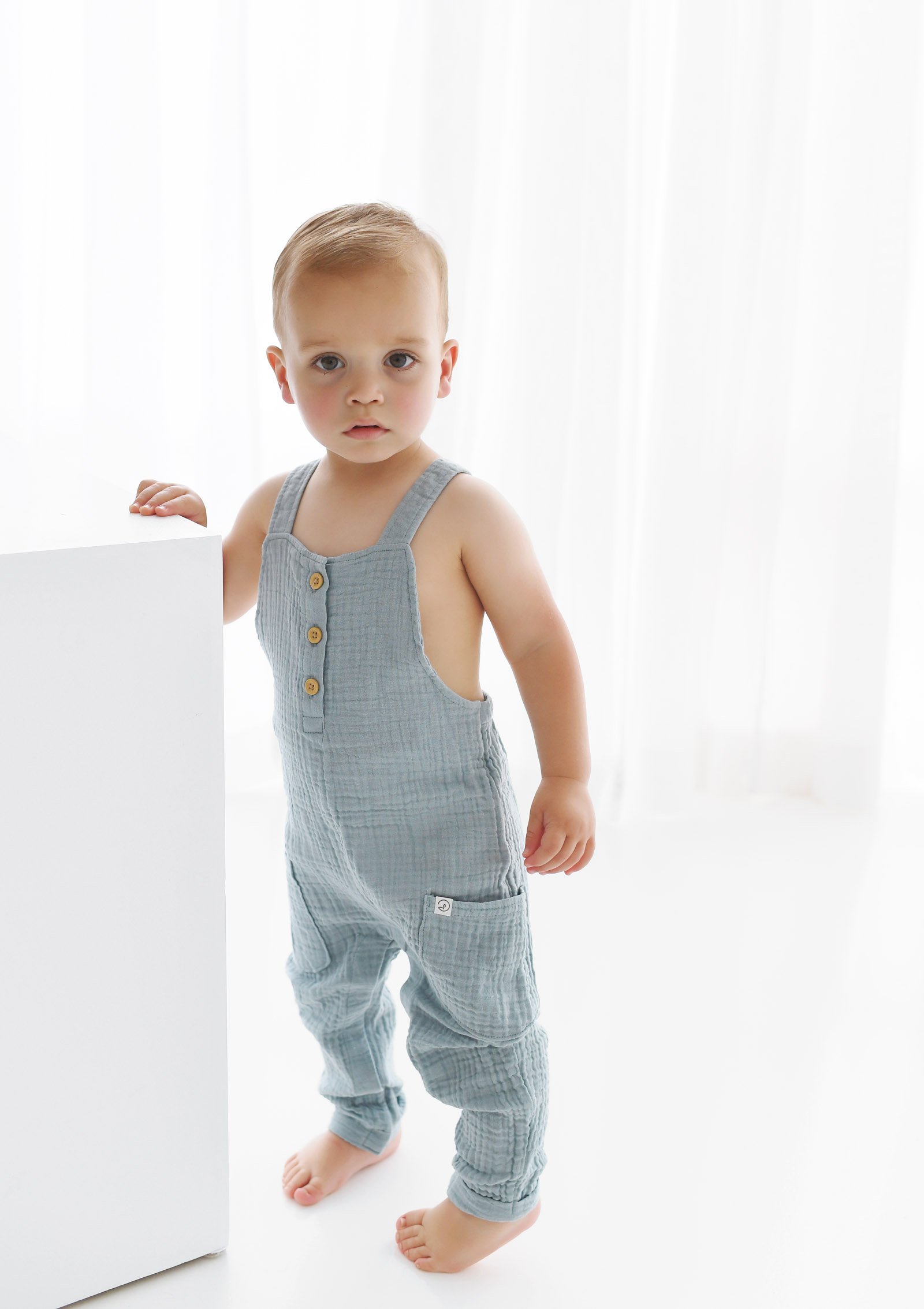 organic blue toddler outfit