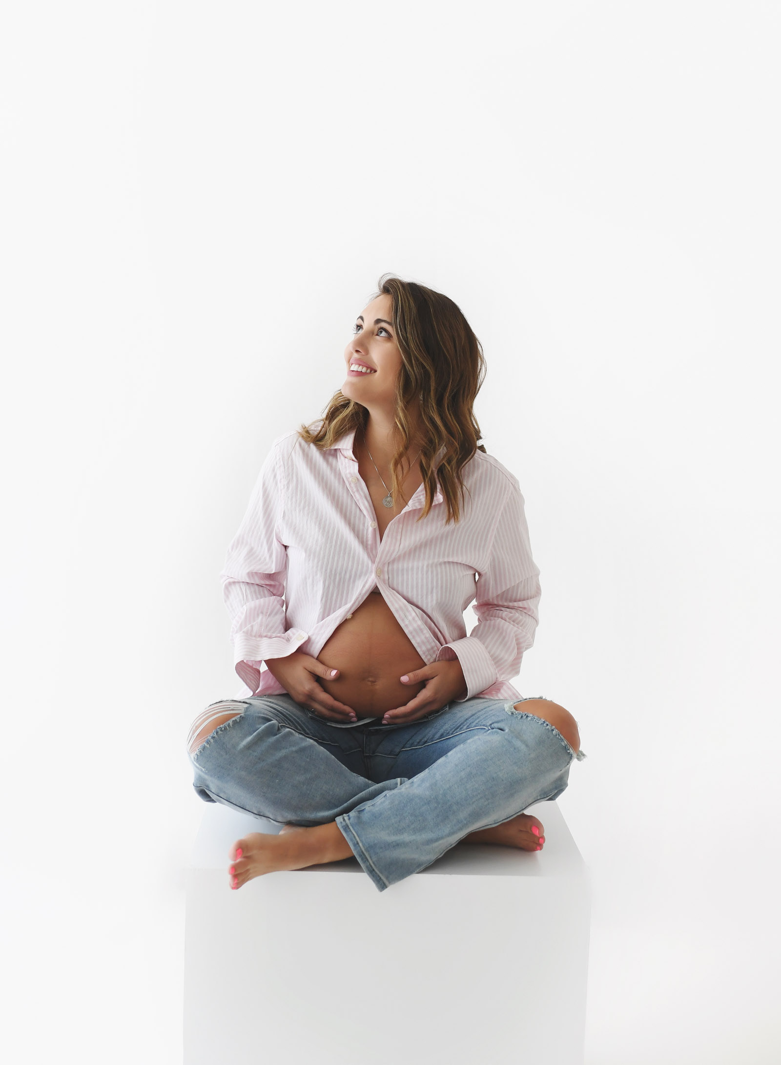 pink and white stripe shirt 