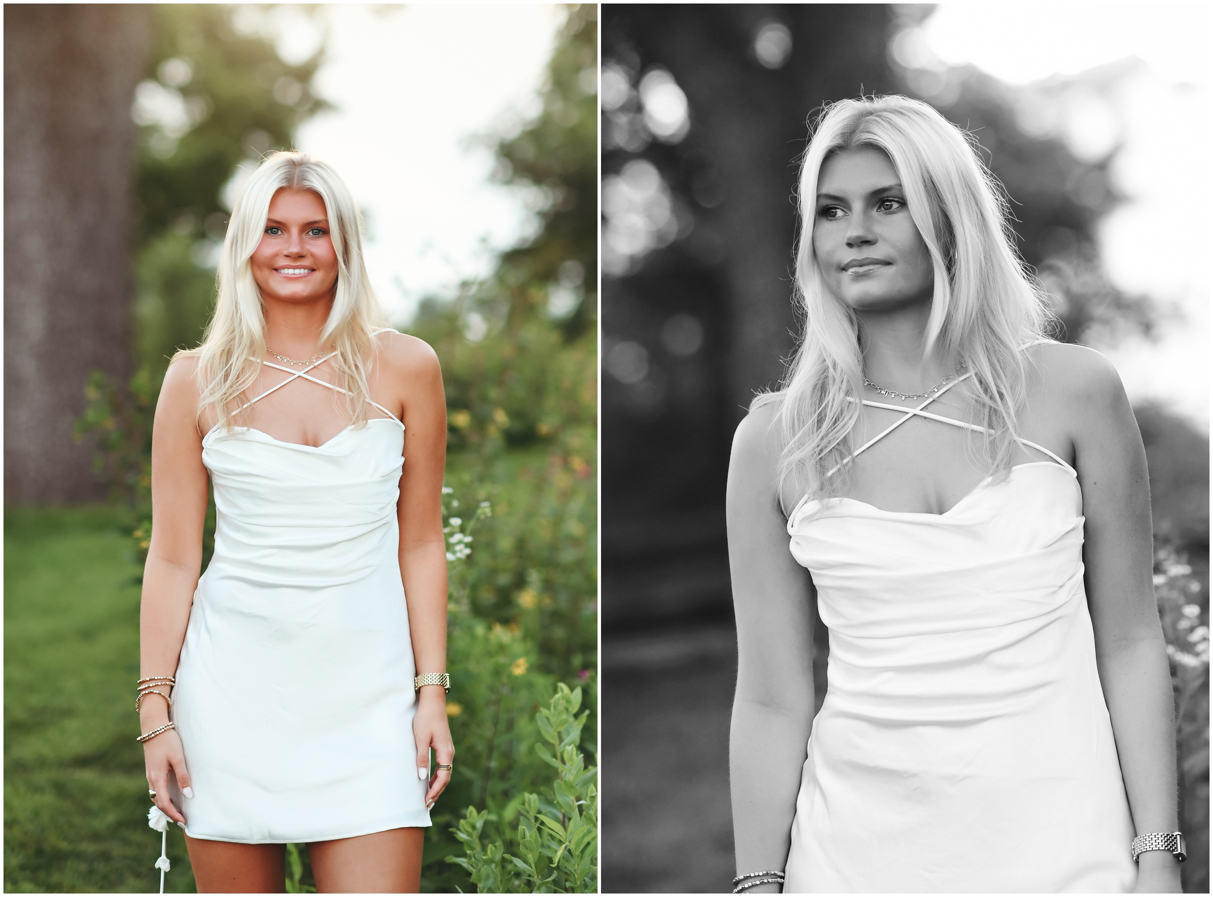Girl in white dress in a field