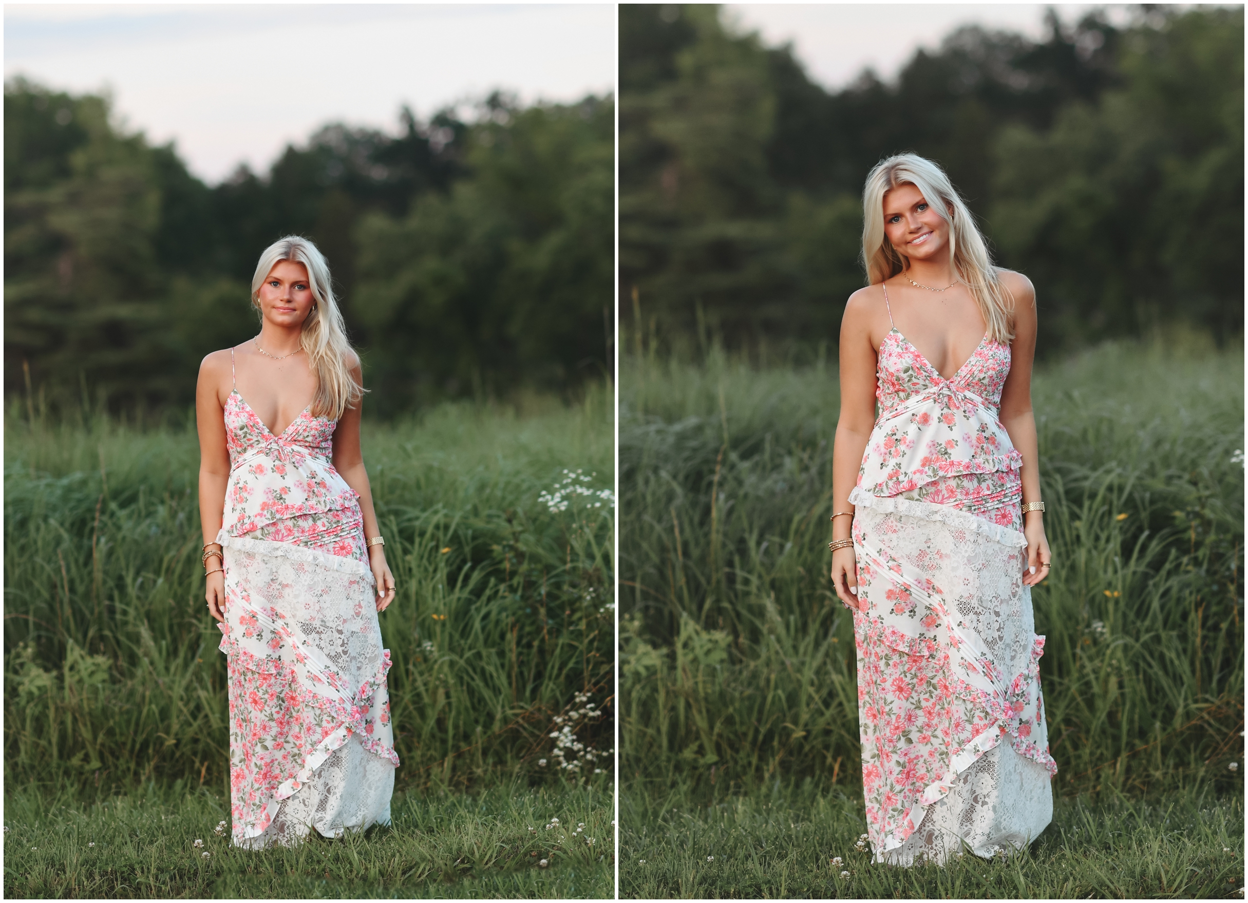 girl in colorful dress in a field