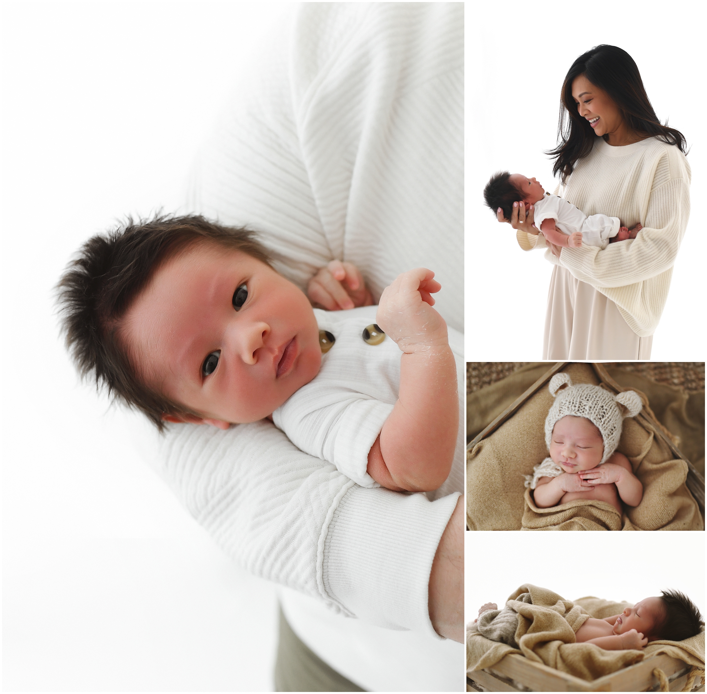 newborn photo with hair