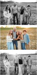 family walking in a field